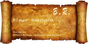 Blayer Reginald névjegykártya